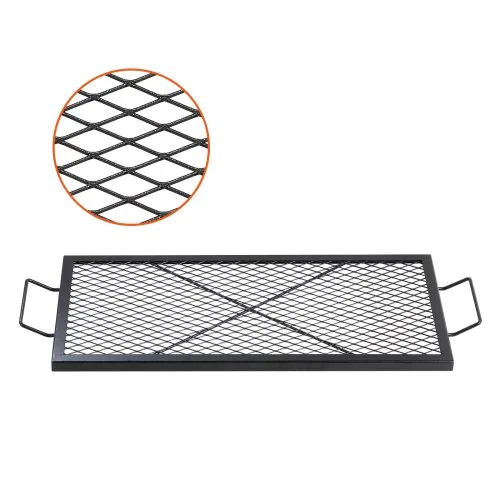 VEVOR 810 x 380 x 25 mm X-Marks Feuerstellen-Grillrost, Rechteckiger Grillrost, Lagerfeuer-BBQ-Grillrost aus Stahl mit Griff, Tragbares Camping-Kochgeschirr für Partytreffen im Freien, Schwarz VEVOR 810 x 380 x 25 mm X-Marks Feuerstellen-Grillrost, Rechteckiger Grillrost, Lagerfeuer-BBQ-Grillrost aus Stahl mit Griff, Tragbares Camping-Kochgeschirr für Partytreffen im Freien, Schwarz