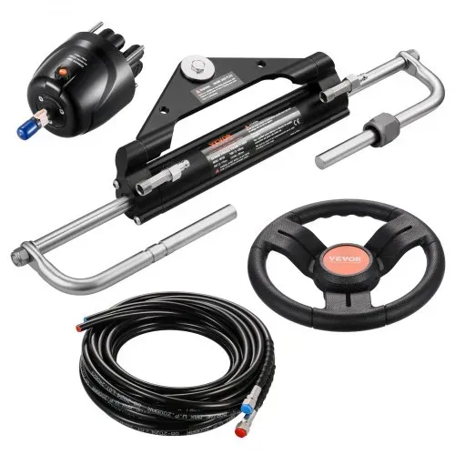 VEVOR 150 PS hydraulisches Außenborder-Lenkset, hydraulisches Bootslenksystem mit 342,9 mm Lenkrad, Steuerpumpe, Hydraulikzylinder und zwei 7924,8 mm Schläuchen für Einzelstation-Einmotorboote – Bild 8
