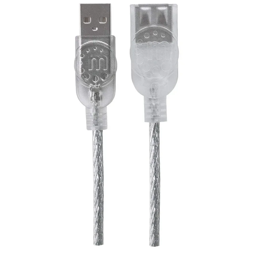 Manhattan Hi-Speed USB 2.0 Verlängerungskabel, USB 2.0, Typ A Stecker - Typ A Buchse, 480 Mbps, 1,8 m, Silber – Bild 3