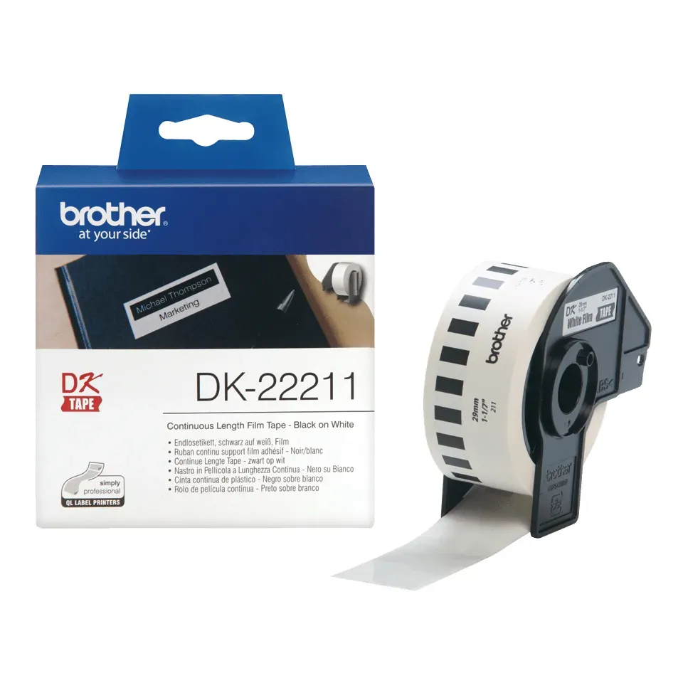 Brother DK-22211 Etiketten erstellendes Band Schwarz auf weiss Brother DK-22211 Etiketten erstellendes Band Schwarz auf weiss