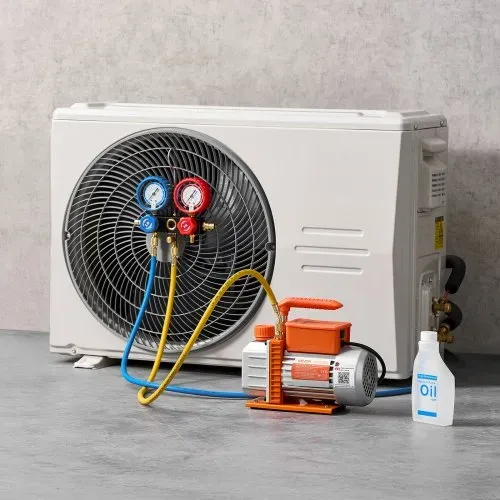 VEVOR Vakuumpumpe mit Manometer, 3,5 CFM 99 L/min, 180 W 1-stufige Drehschieber-Unterdruckpumpe, Vacuum Pump Kit für R134a, R22, R410a, R1234YF & R32, mit Tragetasche für Kfz-Klimaanlagen – Bild 7