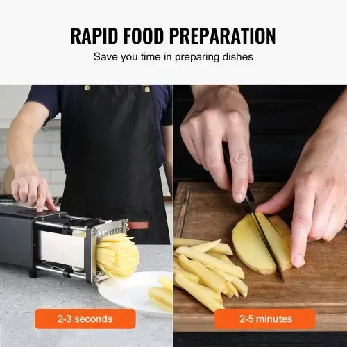 VEVOR Elektrischer Pommes Frites Schneider Kartoffelschneider mit 1/2 & 3/8 Zoll Klingen Edelstahl, Kartoffelschneider und Zerkleinerer mit Anti-Rutsch-Füßen, für Kartoffeln Pommes Frites Gemüse – Bild 3