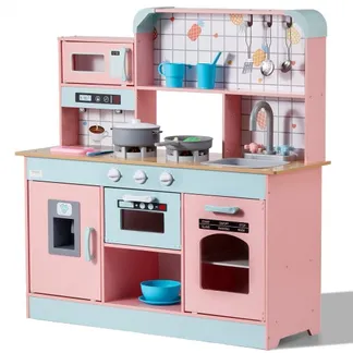 VEVOR Spielküche für Kinder, Holzspielzeug-Küchenset mit Lichtern und Geräuschen, Kleinkinderküche mit Eismaschine, Ofen, Spüle, Mikrowelle, Kühlschrank und Utensilien- und Obstzubehör für Kleinkinder im Alter von 3–8 Jahren, Rosa VEVOR Spielküche für Kinder, Holzspielzeug-Küchenset mit Lichtern und Geräuschen, Kleinkinderküche mit Eismaschine, Ofen, Spüle, Mikrowelle, Kühlschrank und Utensilien- und Obstzubehör für Kleinkinder im Alter von 3–8 Jahren, Rosa