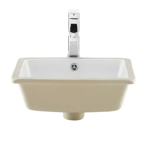 VEVOR Unterbauwaschbecken Handwaschbecken 400 x 305 mm rechteckiges Spülbecken aus Keramik mit Überlaufloch, moderne Unterbauspüle Küchenspüle für kleine Räume, Badezimmerwaschbecken Weiß – Bild 10