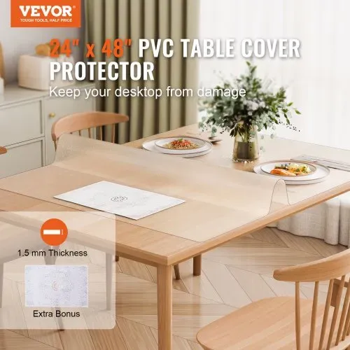 VEVOR Kunststoff-Tischdecke, 61 x 121,9 cm, 1,5 mm dick, mattierter Tischschutz, rechteckige Schreibtischunterlage aus PVC, wasserdichte und leicht zu reinigende Schreibtischunterlage, Tischdecke, für Büro, Kommode, Esszimmertisch, Nachttisch VEVOR Kunststoff-Tischdecke, 61 x 121,9 cm, 1,5 mm dick, mattierter Tischschutz, rechteckige Schreibtischunterlage aus PVC, wasserdichte und leicht zu reinigende Schreibtischunterlage, Tischdecke, für Büro, Kommode, Esszimmertisch, Nachttisch