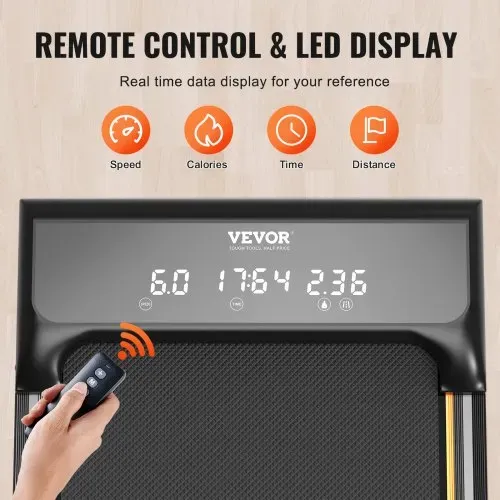 VEVOR Walking Pad Laufband unter den Schreibtisch, Laufband zum Arbeiten, funktionierendes Laufband mit 120 kg Tragkraft, tragbares Pad mit 2,5 PS, Fernbedienung LED-Anzeige 1-6 km/h Schwarz – Bild 4