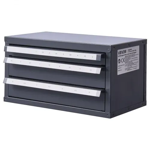 VEVOR Bohrer-Spender-Schrank, Bohrer-Organizer mit drei Schubladen für 1 mm bis 13 mm, Bohrer-Spender-Organizer aus Stahl mit Etiketten, Stapelbarer Bohrer-Spender zur Bohrer-Aufbewahrung – Bild 8