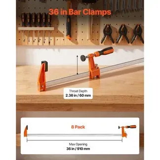 VEVOR Schraubzwingen 8er-Pack, 91,4 cm Öffnungsweite, F-Zwingen, 272 kg Klemmzwingen, mit Kunststoffauflage & Selbstverriegelung, Gusseisen & Kohlenstoffstahl, für die Holz- & Metallbearbeitung VEVOR Schraubzwingen 8er-Pack, 91,4 cm Öffnungsweite, F-Zwingen, 272 kg Klemmzwingen, mit Kunststoffauflage & Selbstverriegelung, Gusseisen & Kohlenstoffstahl, für die Holz- & Metallbearbeitung