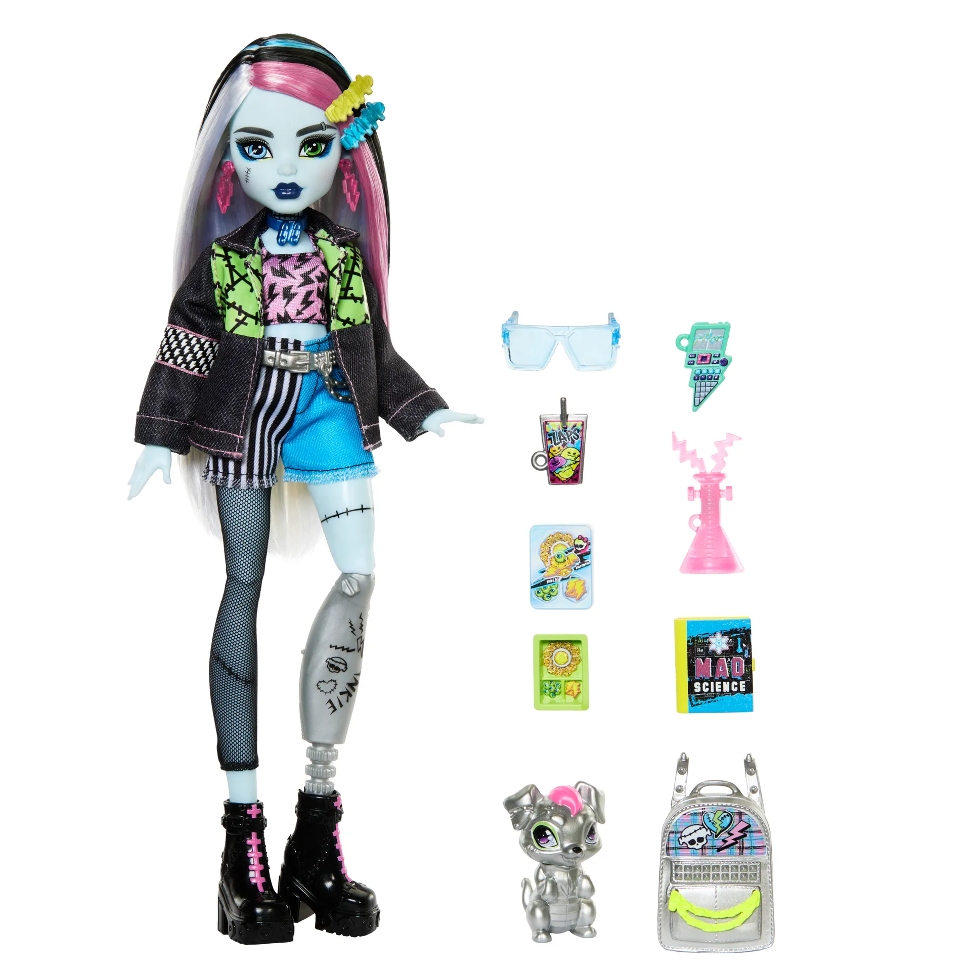 Monster High Frankie Stein-Modepuppen mit Frankies Haustier Watzie und Zubehörteilen – Bild 4