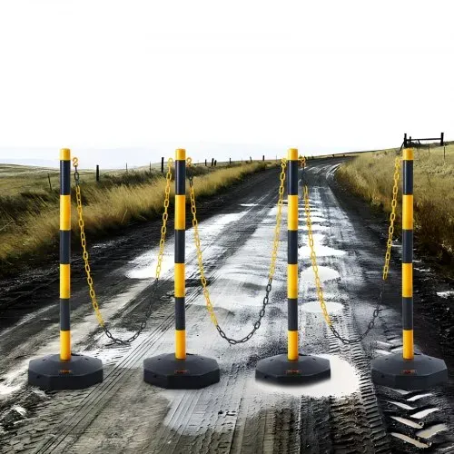 VEVOR Verkehrshütchen Verkehr Absperrpfosten 4 Stk. 285 x 285 mm Warnkegel Verkehrsleitkegel Warnleitkegel mit Kett, Leitpfostenkegel Straßensperrpfosten Gelb & Schwarz Wasser- und Sandeinspritzung – Bild 7