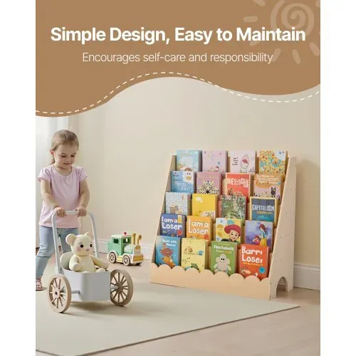 VEVOR Montessori Bücherregal 5-stöckiges Kinderbücherregal mit Wellenschliff, nach vorne gerichtetes Büchergestell mit Doppelhaken, Babybücherregal Kinderzimmerregal für Vorschule Kindergarten – Bild 3