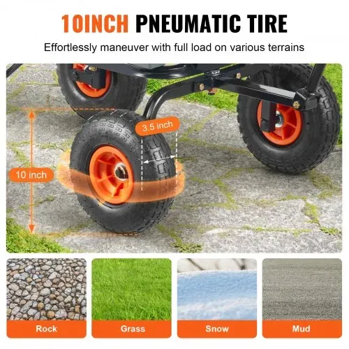 VEVOR Transportwagen, Gartenkarre mit leicht zu montierendem Stahlrahmen, Gartenwagen mit umwandelbarem 2-in-1-Griff, Mehrzweck-Schubkarre mit 270 kg Tragkraft, 25,4 cm Reifen – Bild 4