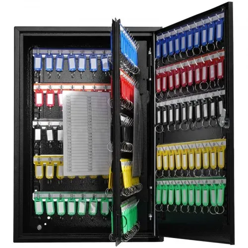 VEVOR Schlüsselschrank Schlüsselkasten 200 Schlüssel, Schwarz Schlüsselbox Schlüsseltresor Einstellbar, Abschließbarer Schlüsselschrank mit 20 Schlüsselhaltern, 2 Schlüsseln & 4 Karteikarten – Bild 9