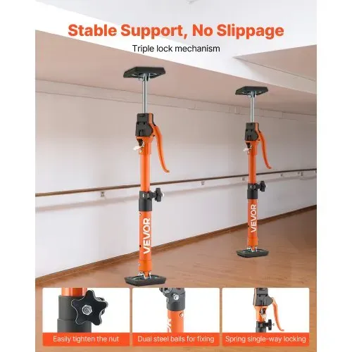 VEVOR Einhandstütze, 2 Stk., Deckenstütze 40–60cm, Teleskopstütze aus Stahl, Montagestütze bis zu 100kg Kapazität zum Installieren von Schränken, Anheben von Trockenbauwänden, Frachtstangen – Bild 4