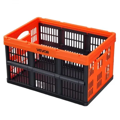 VEVOR Klappbox 45 L 6er-Pack, Faltbare Aufbewahrungsboxen aus Kunststoff, Stapelbare Klappkörbe mit Griffen, Tragkraft 15 kg pro Box, Klappkiste, Ideal für Haushaltsorganisation, Orange & Schwarz – Bild 8