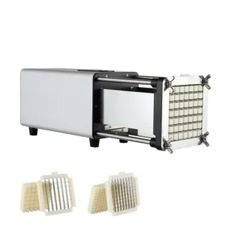 VEVOR Elektrischer Pommes Frites Schneider Kartoffelschneider mit 1/2-Zoll- und 3/8-Zoll-Klingen Edelstahl, Kartoffelschneider und Zerkleinerer mit Anti-Rutsch-Füßen, für Kartoffeln Gemüse Silber VEVOR Elektrischer Pommes Frites Schneider Kartoffelschneider mit 1/2-Zoll- und 3/8-Zoll-Klingen Edelstahl, Kartoffelschneider und Zerkleinerer mit Anti-Rutsch-Füßen, für Kartoffeln Gemüse Silber