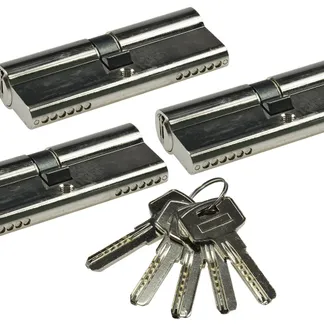 Schließzylinder-Set 3x 80mm (40+40mm) Profil-Zylinder, 5 Sicherheits-Schlüssel Schließzylinder-Set 3x 80mm (40+40mm) Profil-Zylinder, 5 Sicherheits-Schlüssel