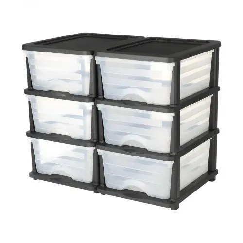 VEVOR Schubladenwagen Schubladenschrank mit 3 Schubladen (2er-Pack), rollbarer Schubladenbox Rollcontainer aus Kunststoff mit durchsichtigen Behältern für Bürobedarf Bastelräume Klassenzimmer – Bild 8