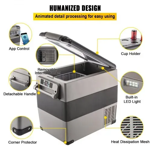 VEVOR Tragbare Kompressor Kühlbox 55 L Auto Kühlschrank 220 V Mini-Kühlschrank Elektrische Gefrierbox Kleiner Gefrierschrank für Auto, Camping, Lkw, Boot – Bild 4