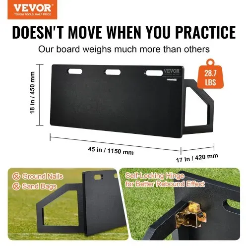 VEVOR Fußball Rebound Board, Tragbares Bounce Board 1150 x 450 mm, HDPE Rebounder Wand Rebound Equipment, Kinder & Jugendliche, Trainingsboard, Rebounder Kicker für Fußballtraining, Schwarz VEVOR Fußball Rebound Board, Tragbares Bounce Board 1150 x 450 mm, HDPE Rebounder Wand Rebound Equipment, Kinder & Jugendliche, Trainingsboard, Rebounder Kicker für Fußballtraining, Schwarz