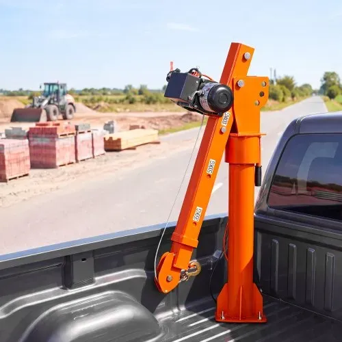 VEVOR Pickup-Kran Ladekran mit 12V Elektrischer Seilwinde 998kg Tragkraft, Hebekran für Werkstatt Baustelle Lager Forstwirtschaft, Teleskopausleger, 360° Drehkranz, Fernbedienung, Kohlenstoffstahl – Bild 7