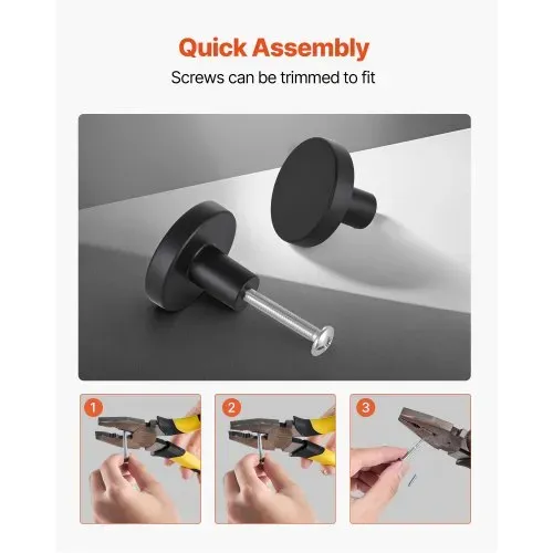 VEVOR Möbelknöpfe, 10er-Pack, 32 mm, Schrankknöpfe aus schwarzer Zinklegierung, massive Küchenknöpfe, Schubladenknöpfe mit Schrauben für Badezimmer, Schränke, Schubladen, Küche – Bild 4