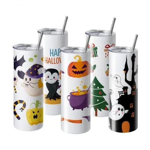 VEVOR 50er-Pack gerade Sublimationsbecher, 591,5 ml Blanko-Becher, Edelstahl-Doppelwandbecher mit Strohhalm, Deckel, Bürste, Boden, Schrumpffolie, Geschenkbox, für Wärmepresse & Wärmeübertragung – Bild 10