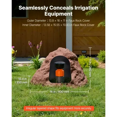 VEVOR Abdeckfelsen, Kunststein Abdeckung für den Außenbereich, Gartenfelsen, realistische Steinoptik, Kunstfelsen aus Polyresin für Landschaftsgestaltung, Gartendeko, Trafohaus, Braun, Gr. S – Bild 3