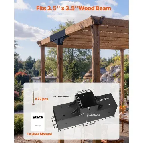 VEVOR Pfostenverbinder, 4er-Pack, T-förmige Pfostennecke für Posten mit einer Innengröße von 92 x 92 mm, 3-Wege-Pergola-Halterungen, Pavillon-Halterungssatz mit Schrauben VEVOR Pfostenverbinder, 4er-Pack, T-förmige Pfostennecke für Posten mit einer Innengröße von 92 x 92 mm, 3-Wege-Pergola-Halterungen, Pavillon-Halterungssatz mit Schrauben