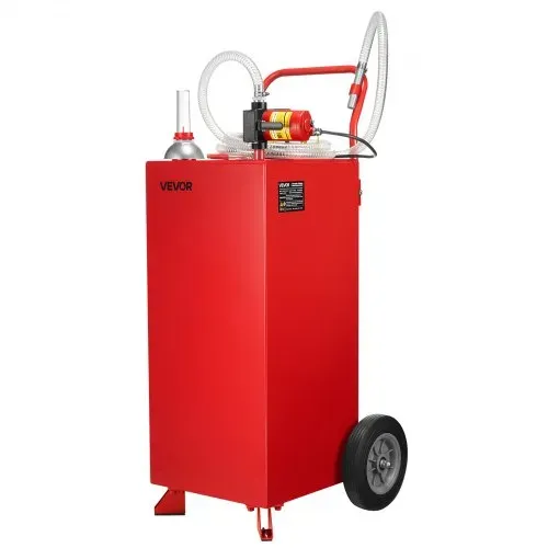 VEVOR 114 L Kraftstofftrolley, max. Durchfluss 32L/min, Dieseltank mit elektrischer Pumpe, Benzinkanister mit 2 Rädern & 3 m Schlauch, Gasbehälter für ATV, Auto, Rasenmäher, Boot, Motorrad, Rot – Bild 8