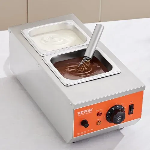 VEVOR Schokolade Schmelztiegel Kommerzielle Elektrische Schokolade Schmelzgerät 800 W, Schmelztiegel Schmelztiegel Edelstahl, 2 x 3,5 L Behälter Schokolade Schmelzmaschine Schmelztiegel Topf – Bild 7