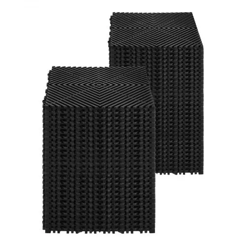 VEVOR ineinandergreifende Drainagematte Duschmatte 31 x 31 cm modulares ineinandergreifende Bodenmatten, 24 STK. Spleiß-Drainagematten, rutschfeste Drainage-Bodenfliesen, für Garage Garten Schwarz – Bild 8