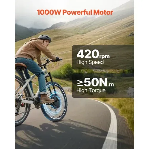 VEVOR 1000 W Elektro-Fahrrad Kit, 48 V 420 U/min φ650mm Vorderrad-E-Bike-Nabenmotorsatz mit verbessertem Geschwindigkeitsregler, Gasgriffsatz, LCD-Display und PAS-System für Rennrad – Bild 2