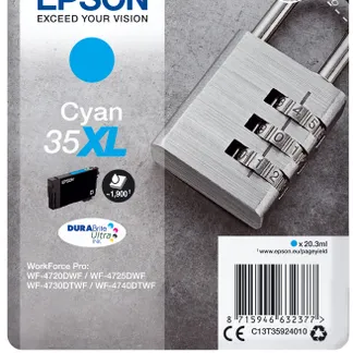 Epson Padlock Singlepack Cyan 35XL DURABrite Ultra Ink Epson Padlock Singlepack Cyan 35XL DURABrite Ultra Ink