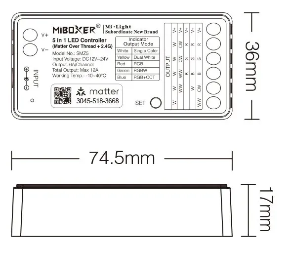 Synergy 21 LED Controller Matter-Serie 5in1 (Single Colour/CCT(dual white)/RGB/RGB-W/RGB+CCT) Matter Over Thread+2.4GHz IP20 *Milight/Miboxer* – Bild 5