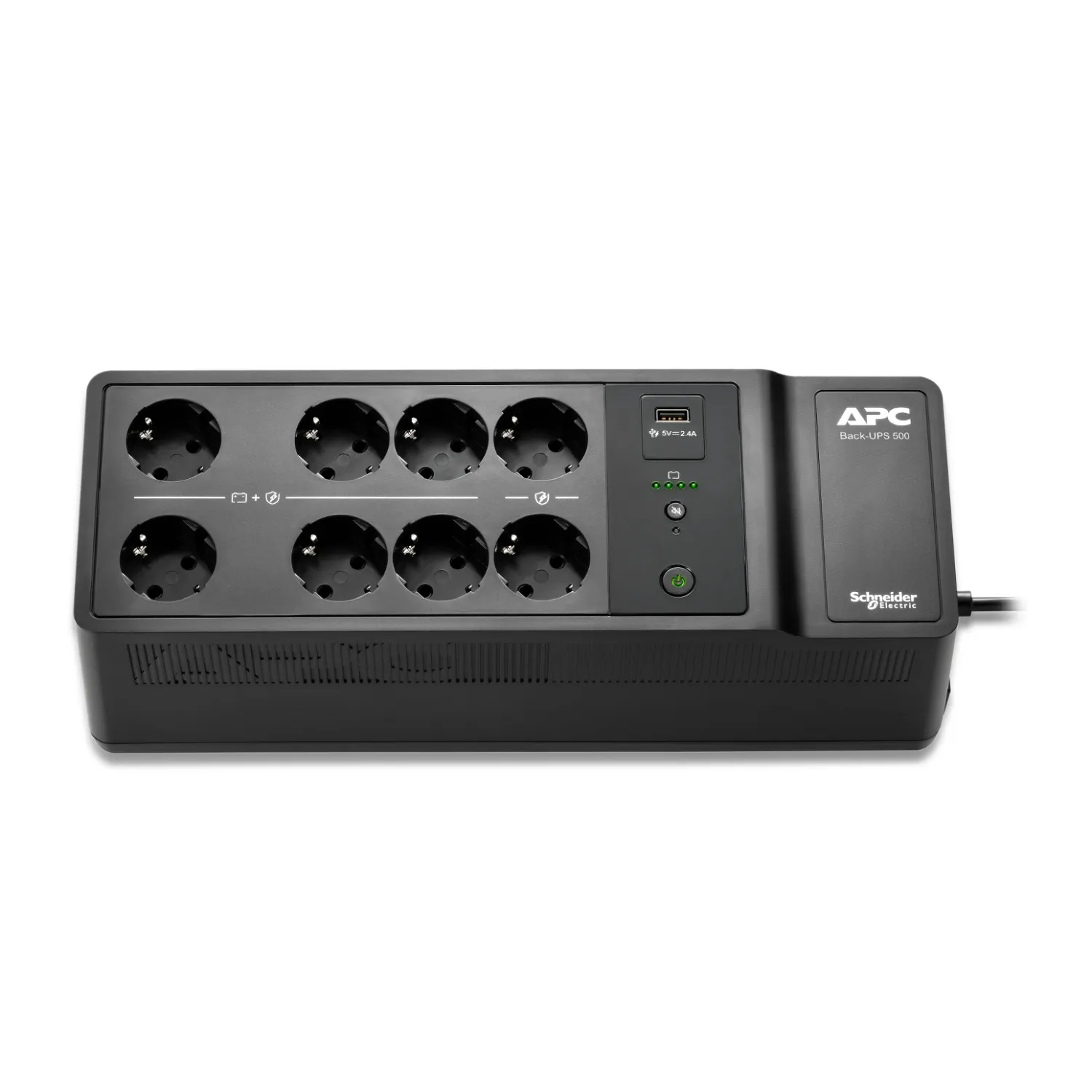 APC Back-UPS BE500G2-GR – USV 8x Steckdose, 500VA, 1 USB-Ladegerät, 1 USB-Datenanschluss APC Back-UPS BE500G2-GR – USV 8x Steckdose, 500VA, 1 USB-Ladegerät, 1 USB-Datenanschluss