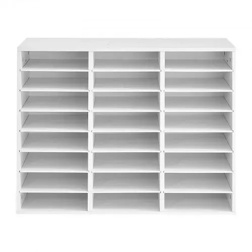 VEVOR Dokumentenablage Holz Schreibtisch Organizer mit 24 Fächern Weiß, Ablagefach für Standard-A4-Dokumente Akten & Papiere, mit Verstellbaren Einlegböden für Büro, Zuhause & Klassenzimmer, MDF – Bild 9