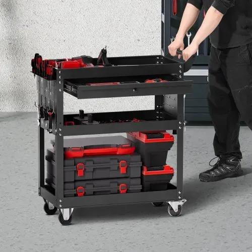 VEVOR Werkzeugwagen 830x350x826 mm, 160 kg Tragkraft, Werkstattwagen mit Schublade, Aufbewahrungsorganizer für Mechanikerwerkzeuge, für Garage, Lager und Reparaturwerkstatt, schwarz – Bild 7