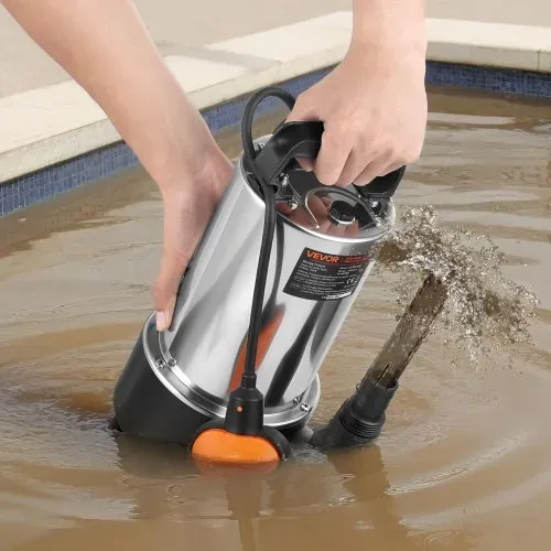 VEVOR 710W Tauchpumpe, 20000l/h, Schmutzwasserpumpe für Abwasser, Schmutzwasser & sauberes Wasser mit automatischem Schwimmerschalter, 9m Förderhöhe, für Pools, Teiche, überflutete Bereiche – Bild 7