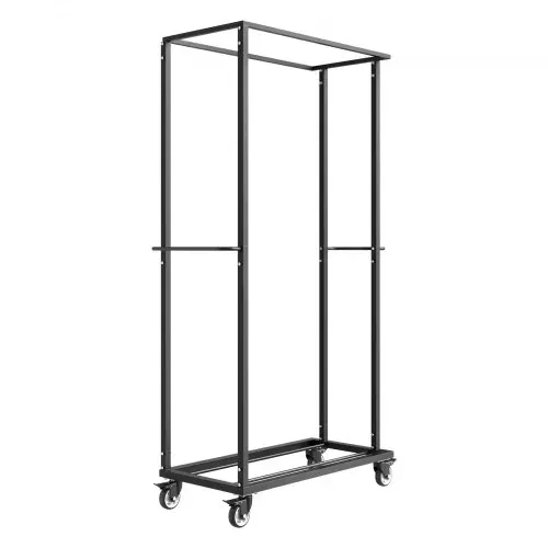 VEVOR Stuhlkarr, Klappbarer Stuhlständer, 227kg Tragkraft, Schwerlast-Stuhlwagen für 60 Stühle, Metall-Stuhlständer mit Lenkrollen & Feststellrädern, für Partyveranstaltungen, Hotels, Mattschwarz – Bild 8