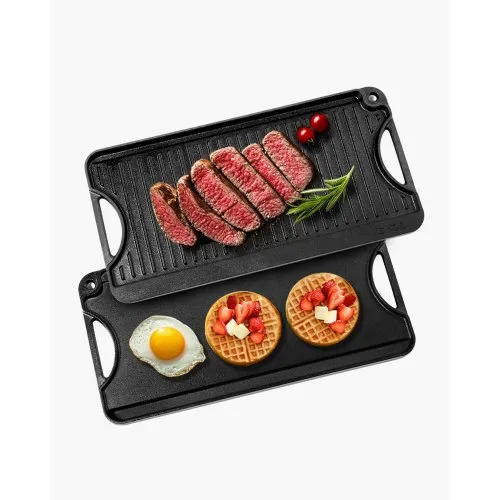 VEVOR wendbarer Grillplatte Bratpfanne Griddle aus Gusseisen (492 x 218 mm), tragbare rechteckige Pfanne mit Griff, Familienkochgeschirr für Herdplatten drinnen/draußen Grill, schwarz VEVOR wendbarer Grillplatte Bratpfanne Griddle aus Gusseisen (492 x 218 mm), tragbare rechteckige Pfanne mit Griff, Familienkochgeschirr für Herdplatten drinnen/draußen Grill, schwarz