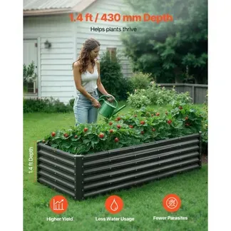 VEVOR Hochbeet Metall 1800x900x430 mm, Pflanzbeet, Gemüsebeet, Pflanzkasten mit offenem Boden & abgerundeten Kanten, Blumenbeet, Kräuterbeet, ideal für Gemüse, Blumen, Kräuter & Sukkulenten VEVOR Hochbeet Metall 1800x900x430 mm, Pflanzbeet, Gemüsebeet, Pflanzkasten mit offenem Boden & abgerundeten Kanten, Blumenbeet, Kräuterbeet, ideal für Gemüse, Blumen, Kräuter & Sukkulenten