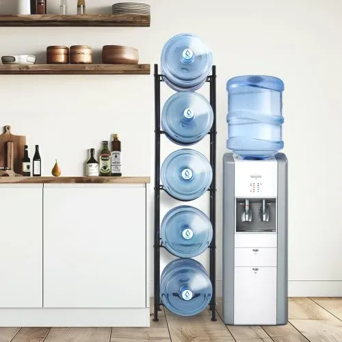 VEVOR Wasserkrughalter mit 5 Ebenen, 5-Gallonen-Wasserflaschenhalter, einreihiges Wasserflaschenregal für 5 Flaschen, robustes Wasserkrugregal für Küche, Büro, Wohnzimmer, schwarz – Bild 7