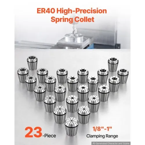 VEVOR ER40 Spannbuchsen Set 1/8 Zoll bis 1 Zoll, 23-tlg. Spannzangensatz, für CNC-Fräsmaschinen & Bohrmaschinen, 0,0006 Zoll Rundlaufgenauigkeit, Präzisions-Spannzangen mit Koffer, Legierter Stahl VEVOR ER40 Spannbuchsen Set 1/8 Zoll bis 1 Zoll, 23-tlg. Spannzangensatz, für CNC-Fräsmaschinen & Bohrmaschinen, 0,0006 Zoll Rundlaufgenauigkeit, Präzisions-Spannzangen mit Koffer, Legierter Stahl