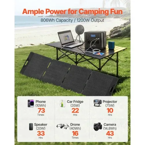 VEVOE Tragbare Powerstation, mit 200-W-Solarpanel, 1200-W-Solargenerator, 806-Wh-LiFePO4-Akku-Backup & 9 Ausgängen, Notstromaggregat für Notfälle zu Hause, Camping & Reisen mit Wohnmobil VEVOE Tragbare Powerstation, mit 200-W-Solarpanel, 1200-W-Solargenerator, 806-Wh-LiFePO4-Akku-Backup & 9 Ausgängen, Notstromaggregat für Notfälle zu Hause, Camping & Reisen mit Wohnmobil