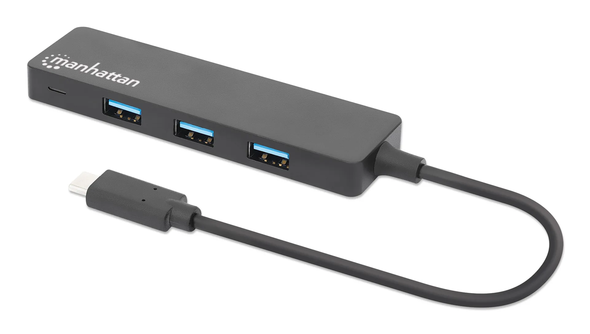 Manhattan 4-Port USB 3.2 Gen 1 Hub, USB-C-Stecker auf 4 x USB-A-Buchse, 5 Gbit/s Datenübertragungsraten, Stromversorgung über USB, schwarz – Bild 2