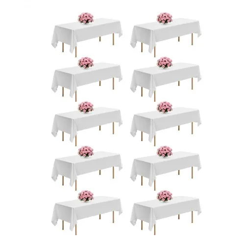 VEVOR 10 x Tischdecke Tischwäsche 1524×2591 mm, wiederverwendbarer Tischdeckenschutz, maschinenwaschbares Tischtuch aus Polyestergewebe für Partys Hochzeiten Bankette formelle Veranstaltungen, Weiß VEVOR 10 x Tischdecke Tischwäsche 1524×2591 mm, wiederverwendbarer Tischdeckenschutz, maschinenwaschbares Tischtuch aus Polyestergewebe für Partys Hochzeiten Bankette formelle Veranstaltungen, Weiß