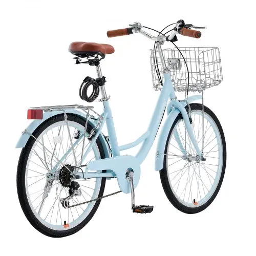 VEVOR Cruiser Fahrrad mit 7 Gängen (Reifendurchmesser 660,4 mm)Beach Fahrrad mit großem Korb & Gepäckträger, Cruiser-Fahrrad mit verstellbarem Sitz, für Radfahren & Trainieren & Einkaufen Blau – Bild 10