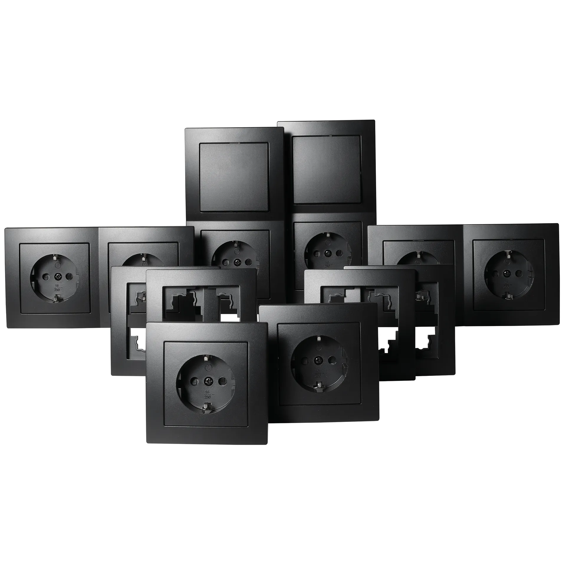 Schalter und Steckdosen Set McPower Flair “Standard“, matt schwarz, 20-teilig Schalter und Steckdosen Set McPower Flair “Standard“, matt schwarz, 20-teilig