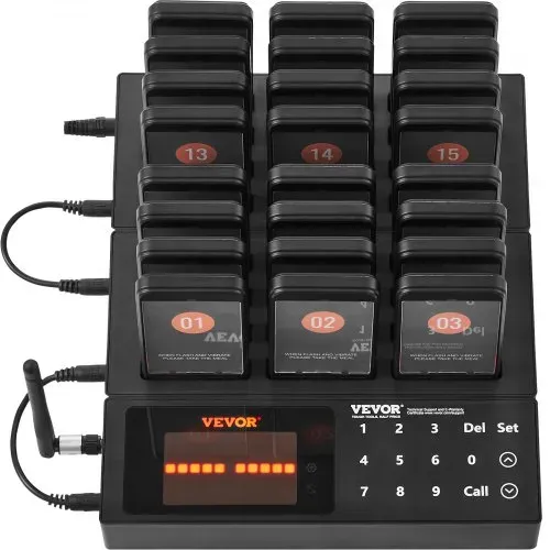 VEVOR Restaurant-Pager-System, Kabelloses Warteschlangensignal mit 400 m Reichweite, Piepser zur Rufannahme von Gästen mit Vibration und Blinken, 24 Pager für Imbisswagen, Kirche – Bild 8